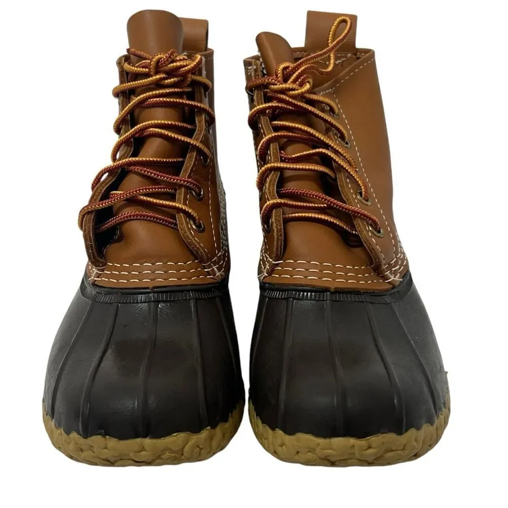LL Bean Duck Brown Duck Rain Boots Size 6 Waterproof Leather Made in USA